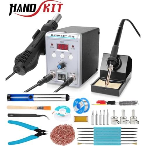 Handskit Soldering Staiton 8586 2 in 1 Hot Air SMD Bga Rework welding station 220V portable Best Soldering Station Welding Tools
