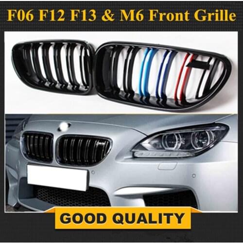 For BMW F06 Grill 6 series F06 F12 F13 & M6 Front Bumper lip Carbon Fiber Front Grille 2012 2013 2014 2015 2016 2017 2018 2019
