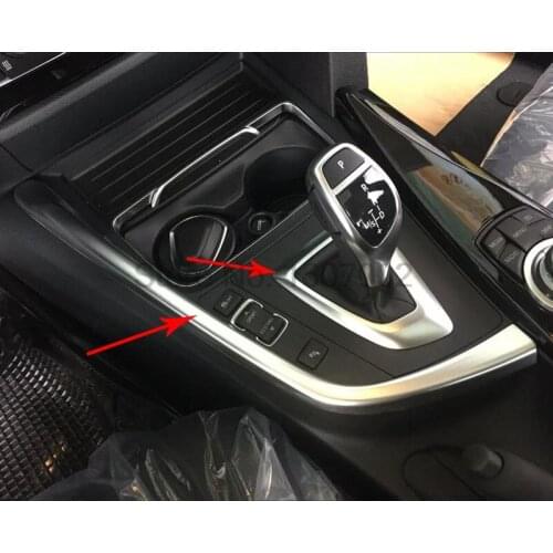 Fit For BMW 3 Series 2016 2pcs ABS Chrome Car Inner Center Control Consoles Gear Box Protective Cover Trim Car Accessories