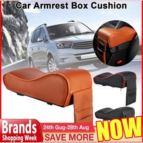 Car Central Armrest Pad Leather Black Auto Center Console Arm Rest Seat Box Mat Cushion Pillow Cover Universal Vehicle Styling