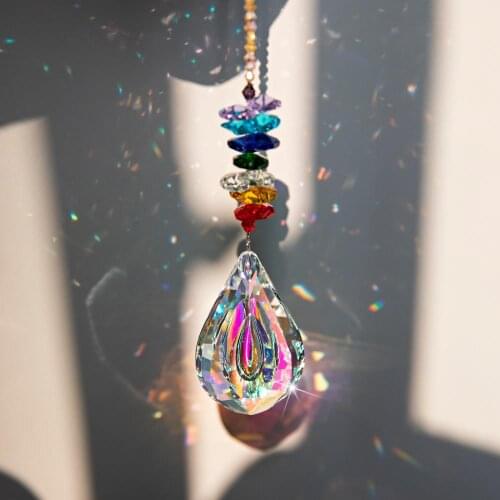 H&D Rainbow Maker Hanging Sun Catcher Feng Shui Crystals Window Large 76mm AB Drop Prism Octagon Beads Home Garden Decor Gift