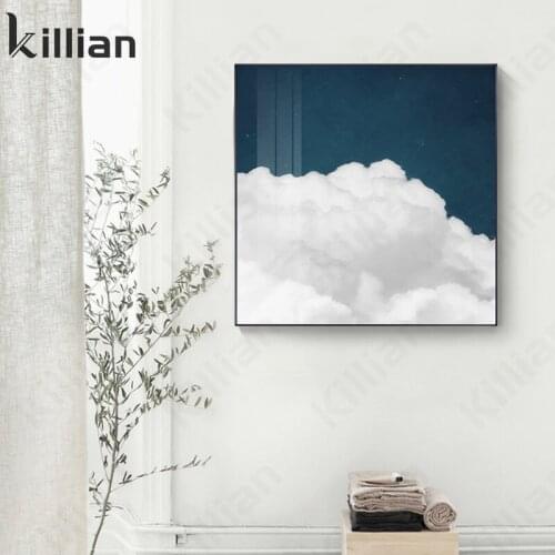 Nordic Modern Wall Decoration Blue Sky and White Clouds Art Posters and Printing Modern Landscape Wall Canvas Painting Wall