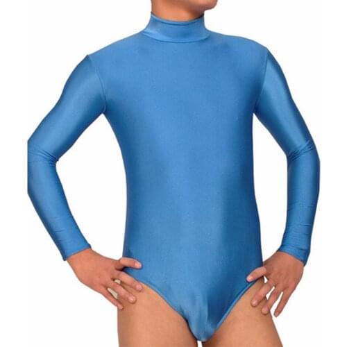 Speerise Mens Mock Neck Long Sleeve Leotards For Gymnastics Adults Turtleneck Leotard Dance Leotards Bodysuits Sports For Male