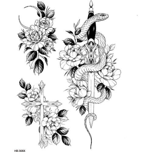 Animals & Flower Tatoo Waterproof Temporary Tattoo Sticker On Body Art Tattoo Fake Tattoo Sleeve tatuagem Henna Tatoo Sleeve