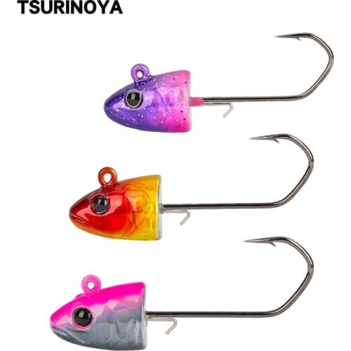 TSURINOYA JIG HEAD Hooks 11g 14g Boat Trolling Metal Jig Head Soft Lure Hooks Fast Sinking Light Jigging Soft Bait Hamecon