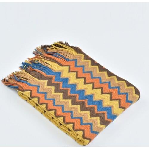 Knitted Sofa Tassel Throw Blanket Multi-function Geometry Blanket For Couch Bed Home Textile Fashion Decoration Cover Blanket