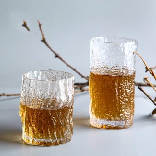 Japanese Creative Handmade Hammer Transparent Crystal Glass Water Cup Green Tea Cup Household Large Juice Cup Whiskey Cup