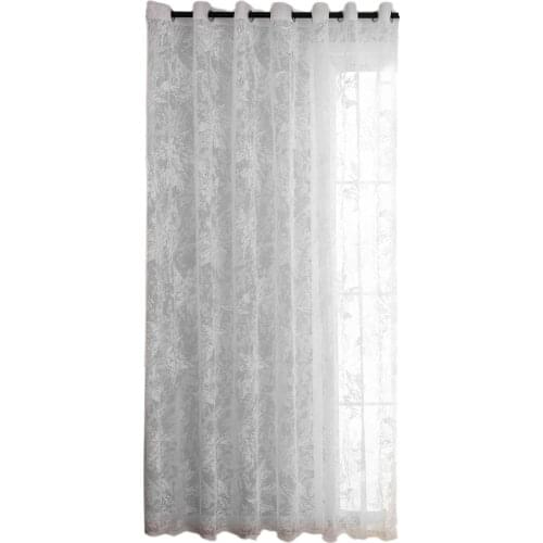 Window Curtain Drapes Light Filtering Leaf Embroidered White Grey Living Room Bedroom Tulle Voile Organza Modern Curtains
