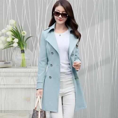 Womens Windbreaker Plus Size Coat Female Trench Coat For Women Long Sleeve Korea Style Pink Womens Coats Outwear KJ214