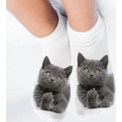 Womens Funny Animal Cute 3D Print Unisex Socks Hot Fashion Sox Cartoon Cat for Female