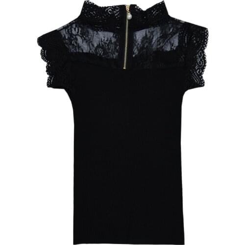 Women Knitting Patchwork Lace Hollow Out Solid Camisole Tops Sleeveless Tee shirts Girls Sexy Sweet Tops Tanks Knitwear