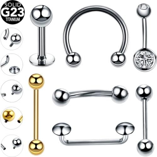 1PC G23 Titanium Internal Thread Rook Daith Piercings Septum Ring Dermal Anchor Lip Piercings Tongue Piercings CBR Nipple Rings