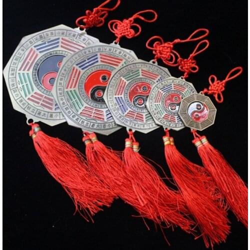 1PC Chinese Feng Shui Bagua Mirror Yin Yang Bagua Mirror with Chinese Knot Good Luck Fortune Prayer Blessing Hanging Decor