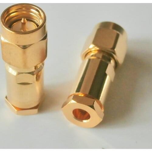 10X Pcs Connector SMA Male plug Clamp Solder for RG316 RG174 RG179 LMR100 Cable Coax Brass GOLD Plated Straight RF Adapters