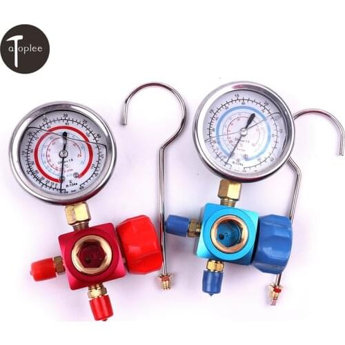 1Pcs Blue/Red R410A R22 R134A Refrigerant High/Low Pressure Gauge 1/4'' Auto Car Air Conditioning Refrigerant Pressure Gauge
