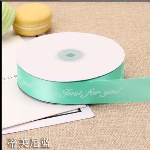 10MM Tiffany Blue Just For You Printed Polyester Ribbon for Wedding Christmas Party Decorations Bow Craft Ribbons Gifts Wrapping