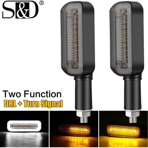 2Pcs Led Motorcycle Turn Signal Lights DRL Moto Flashing 12V Indicator Blinker Flowing Flasher Tail Flexible Lamp White Yellow