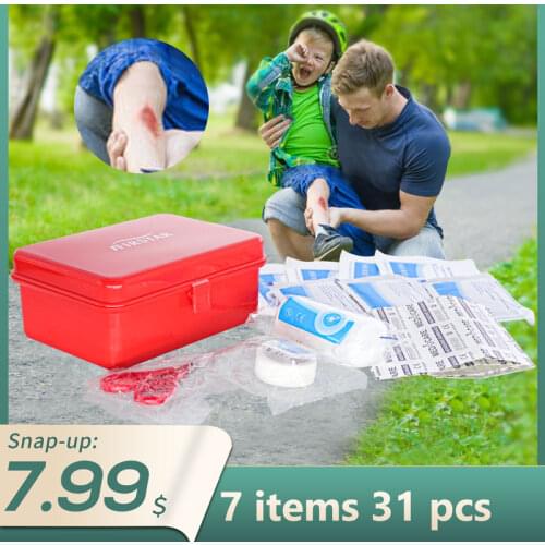 31pcs First Aid Box High-quality Portable For Travel Family Sport Hiking Medical Accessories Red PP Box