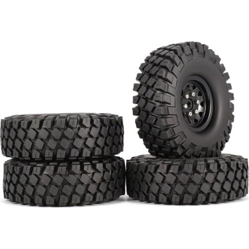 4Pcs 1.9 Inch 115mm Rubber Tires RC Crawler Car Part Tire with Metal Wheel Rim Set for 1/10 Traxxas TRX-4 SCX10 RC4 D90