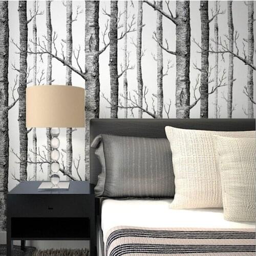 Abstract Black and White Branches Non-Woven Wallpaper Trunk Branches Birch Forest Living Television Background Wall Restaurant