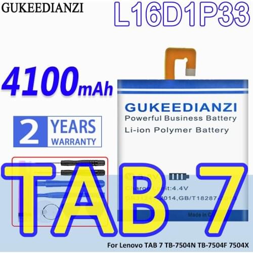High Capacity GUKEEDIANZI Battery L16D1P33 4100mAh For Lenovo TAB 7 TB-7504N TB-7504F 7504X TAB7