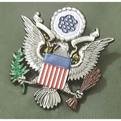WWII US PRESIDENT ARMY OFFICER SHOULDER EAGLE SMALL CAP HAT BADGE INSIGNIA PIN COCKADE