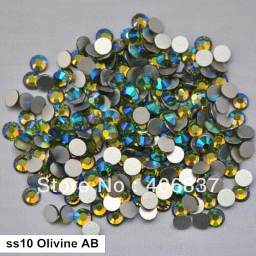 Free Shipping! 1440pcs/Lot, ss10 (2.7-2.9mm) Olivine AB Flat Back Nail Art Glue On Non Hotfix Rhinestones