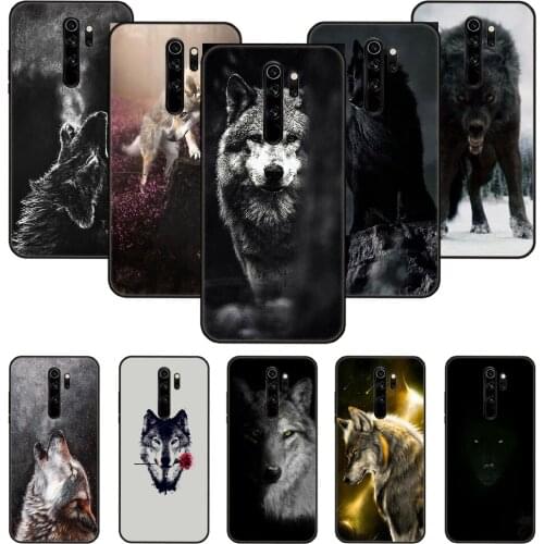 Phone Case For Xiaomi Redmi Note 8 8T 7 7A 9 9S 8A 4 5 Pro Black Cover Prime Art Waterproof Trend Coque Soft Funda Animal Wolf
