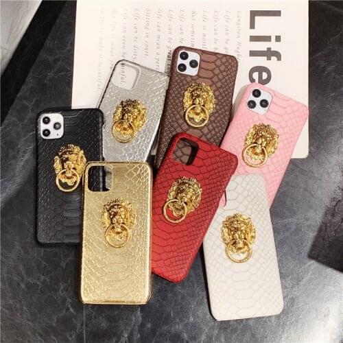Lion Ring Crocodile pattern Case For iPhone 12 Pro XS Max Case Cover For iPhone 11 7 8 Plus 12Pro Max