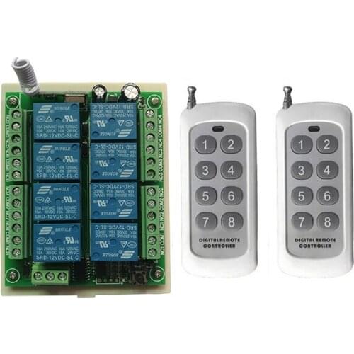 DC 12V 24V 8 CH Channels 8CH RF Wireless Remote Control Switch Remote Control System receiver transmitter 8CH Relay 315/433 MHz