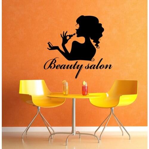 Beauty Salon Cosmetic Sexy Woman Wall Decal Quote Removable Windows Stickers Interior Vinyl Girls Bedroom Home Wall Decor SYY572
