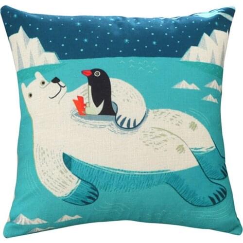 Home Decor Cartoon Beach Sea Landscape Pillows Modern Style Geometric Chair Cushion Cover Cotton Linen Office Sofa Throw Pillows