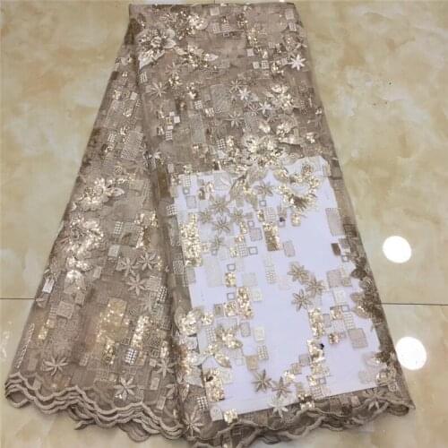 Hot Sale 2YG-20.44221 Sequins Lace High Quality African Lace Fabric Nigerian French Party Lace Fabric for Tulle Lace Fabric
