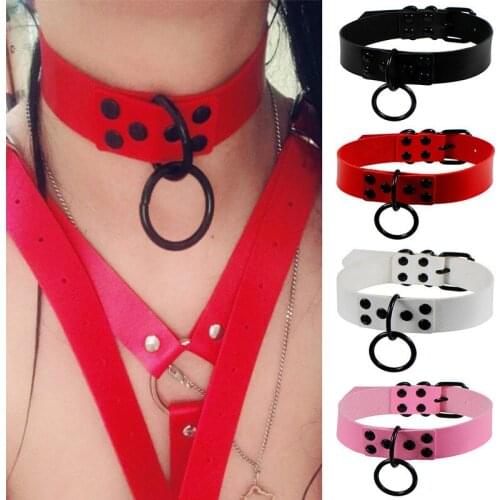Punk Rock Gothic Choker Necklaces Pendant Collar Belt Necklace Sexy Leather Bondage Harness Party Night Women hip hop jewlery