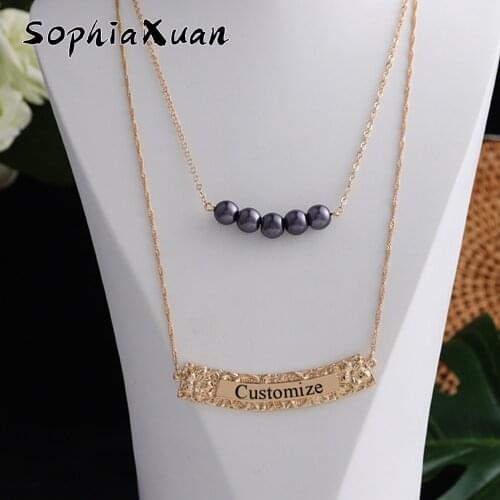 SophiaXuan Hawaiian Personalized Necklace Jewelry Customized Name Letter Double Chain Pendants Necklaces for Women Jewelry Gifts