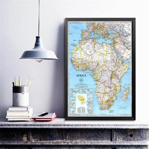 A2 Size 1990 Edition Africa Map Canvas Painting Home Decoration World Atlases Maps Crafts for Office Living Room Wall Decor