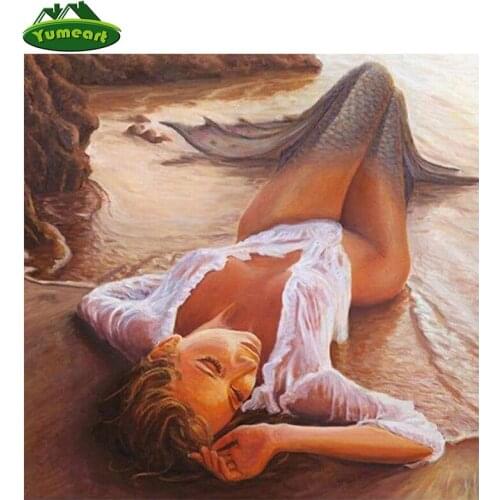 Sexy Mermaid Women Sea Scenery Paintings Fashion Home ZKll Decorative Cross Stitch Kits Diamond Painting Art Craft Christmas