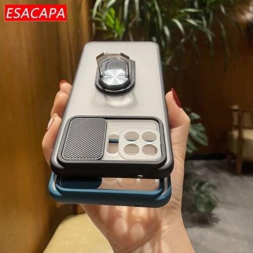 Candy Color Ring Stand Phone Case For Oppo Reno 5 Pro 4 lite Slide lens Protection Cover For Oppo Reno 4F F17 Pro Matte Case