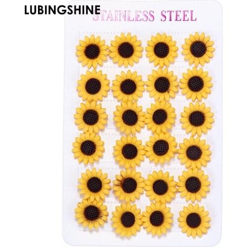 Korean Flowers Stud Earrings for Women Charming Sunflower Cute Fun Sweet Cartoon Fashion Earrings Plastic Resin Jewelry Gift