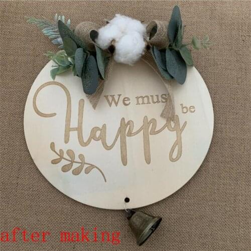 Hello Circular Wreath Front Door Decoration Listing Country Style Home Decoration Accessories Handmade Crafts Wooden House Plate