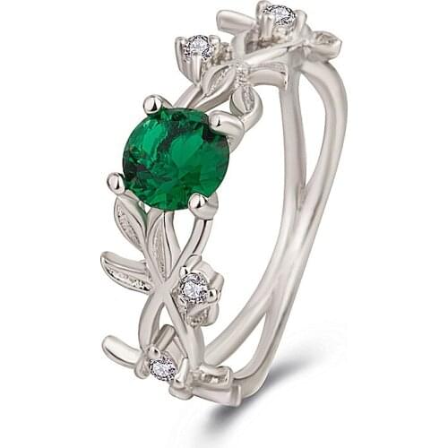 Hot Sale Popular Simple Multicolor Olive Leaf Inlaid Zirconia Crystal Female Rings for Women Engagement Party Jewelry