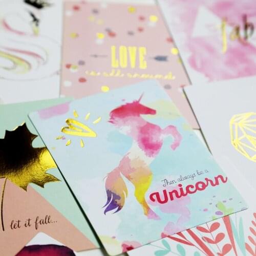 20Pcs Cute unicorn Acid Free Colorful Paper Pocket Cards for Scrapbooking DIY Projects/Photo Album/Card Making Crafts