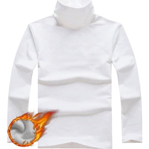 Autumn Winter Mens Thermal Long Sleeve Roll Turtleneck T-Shirt Solid Color Tops Male Slim Basic Stretch Tee Top