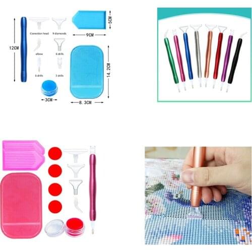 5D Diamond Painting Tool Double Head Point Drill Pen Set Plastic Tray Glue Sticky Mat Kits DIY Art Crafts Accessories
