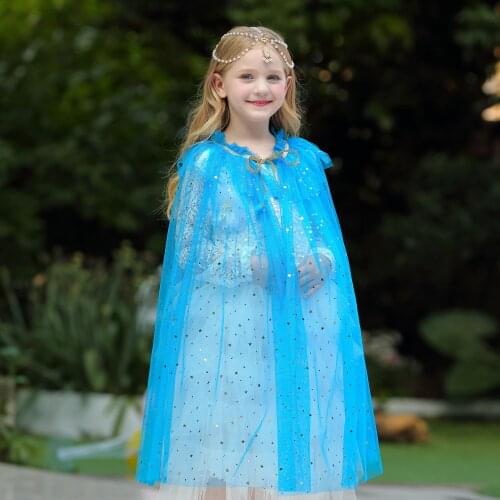 Princess dress for Frozen Elsa birthday party cloak Childrens Day Cape Halloween Cloak Costume kid Shawl Clothing Girl