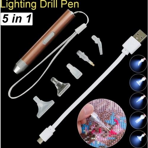 New Angled / Straight Tip Lighting Glow Drill Pens Set for Diamond Painting DIY Tools 5D Painting with Diamonds Accessories drop