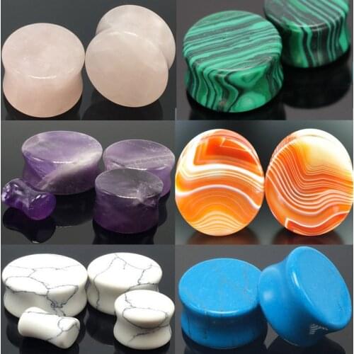Stone ear plug Stone piercing body jewelry 6-16mm 2pcs piercing ear expander gauges stretcher