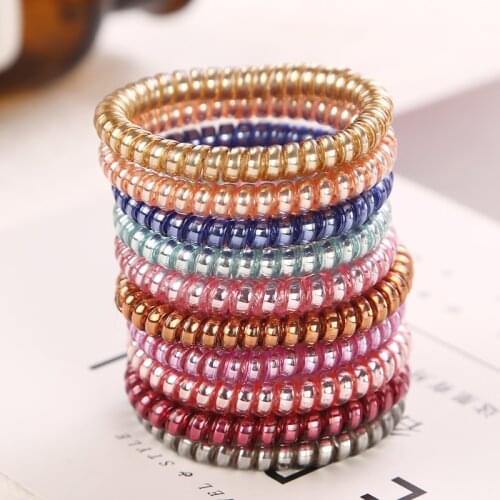 10Pcs/Lot New Multicolor Telephone Cord Women Headwear Elastic Rubber Bands Girls Gum Ponytail Holders Hair Accessories 5CM