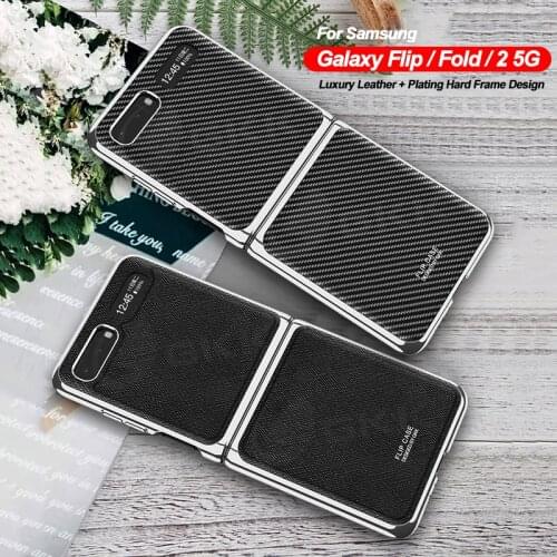 Luxury Leather Plating Fold Case For Samsung Z Flip Fold 2 5G Shockproof Protection Hard Cover For Samsung Z Flip Fold 2 Case