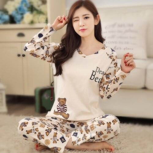 Lovely pyjamas Fashion New Girls Pajamas causal carton women pajamas sets Sleepwear For women Home wear clothes Nightgown Sets